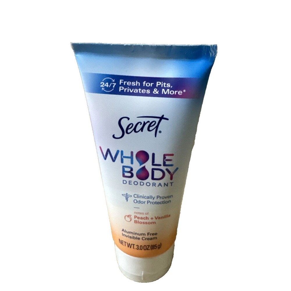 Secret Whole Body Deodorant Cream Peach & Vanilla Blossom 3.0 oz Tube, NEW